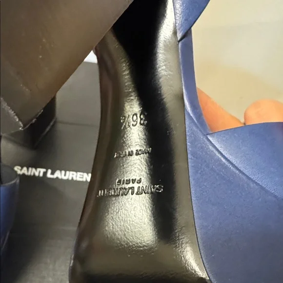 Saint Laurent Navy Blue Platform Heels - Picture 8 of 11